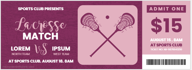 Lacrosse match ticket template