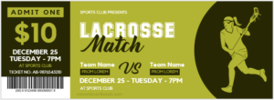 Lacrosse match ticket template