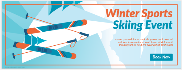 Skiing event ticket template