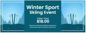 Skiing event ticket template