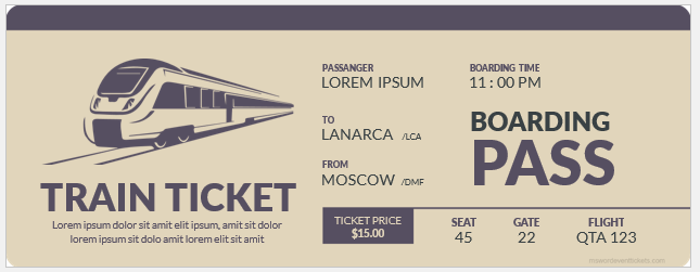 Train Ticket Templates For Word Download Edit Print Any Train Ticket Templates For Word Download Edit Print Any
