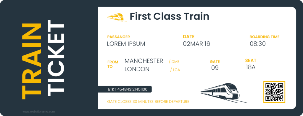 Train Ticket Template for Word